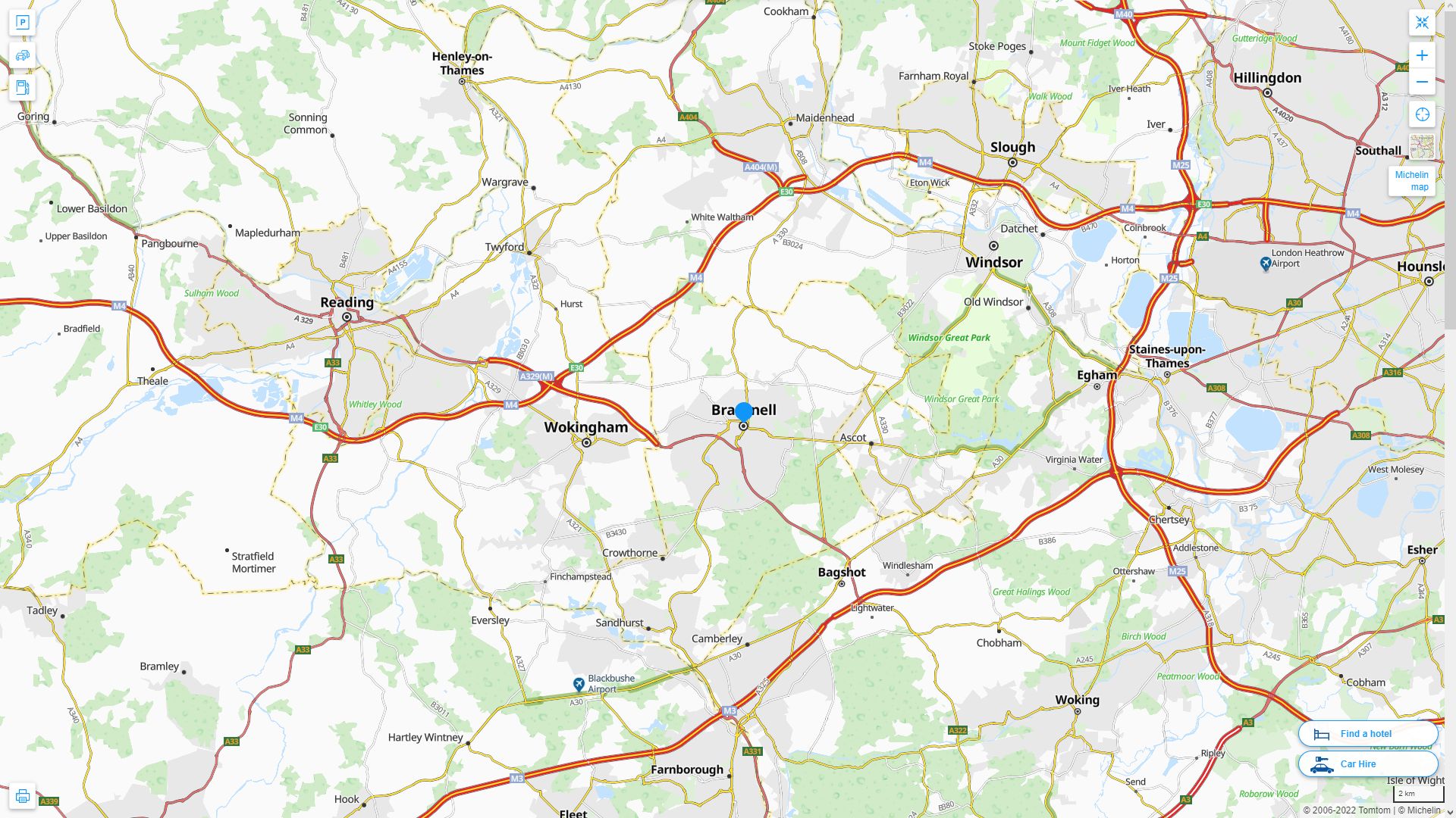 Bracknell Highway and Road Map